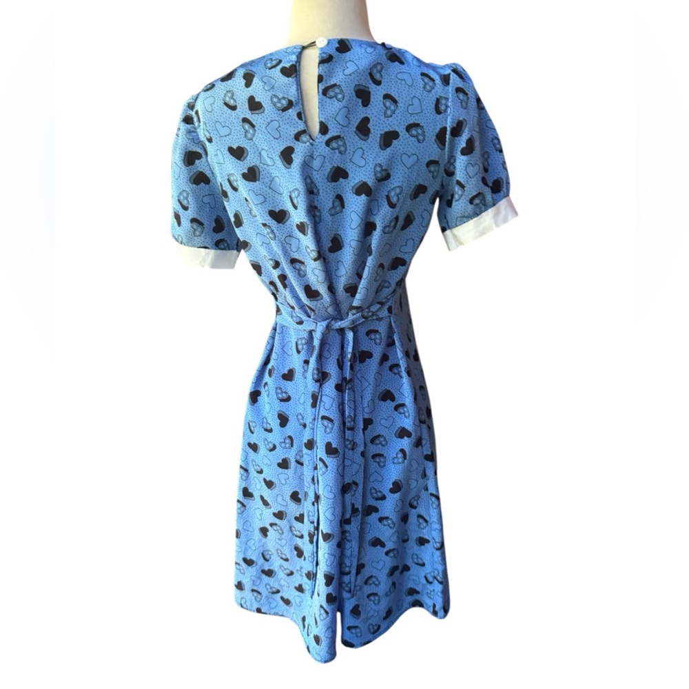 Late 1970s/Early 80s 100% Cotton Hearts & Polka Dot‎ Print Sailor Style Back Tie - Picture 5 of 6
